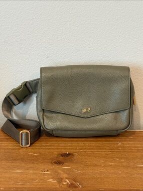 Freshly Picked Pebbled Leather Crossbody Bag in Sage Green Belt Bag Diaper Bag